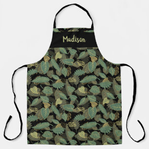 Delantal Diseño de hoja elegante cocina botánica