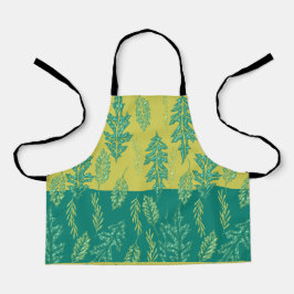 Delantal Diseño de hoja verde y amarillo
