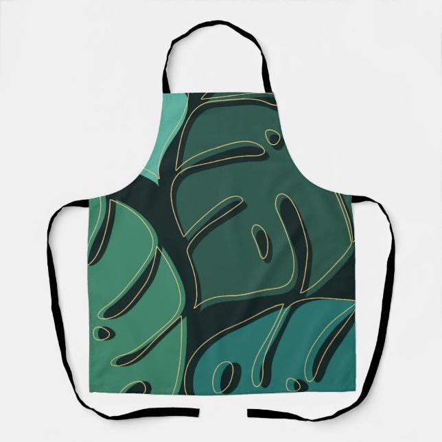 Delantal Diseño de hojas de monstera gigantes verdes (Anverso)