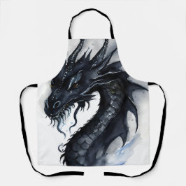 Delantal Diseño de la acuarela del dragón negro