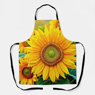 Delantal Diseño de la Serenidad del Campo del Girasol Dorad