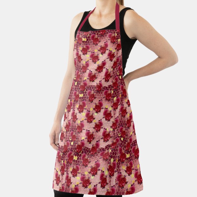 Delantal Diseño de la serie Bee de Borgoña Diecisiete (in situ)