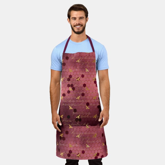 Delantal Diseño de la serie Bee de Borgoña Dos (Gastado)