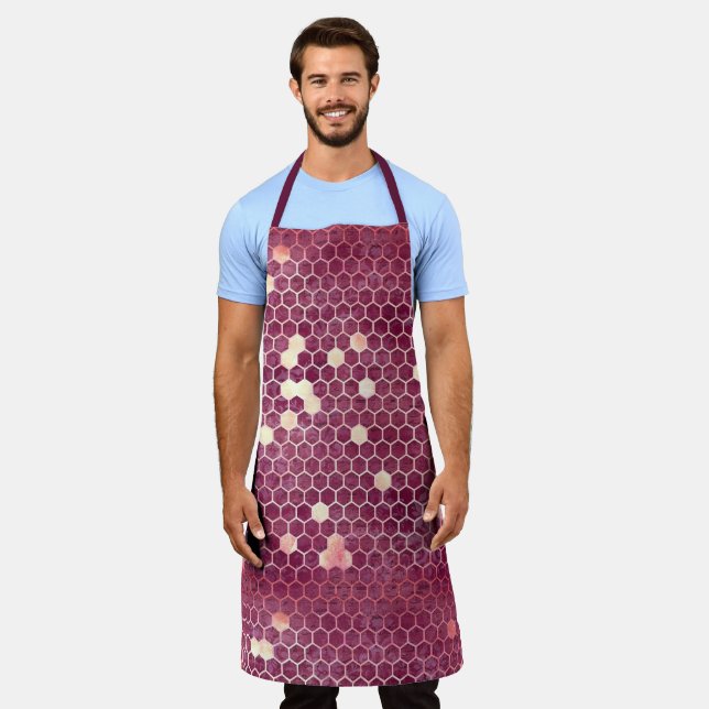 Delantal Diseño de la serie Bee de Borgoña Nueve (Gastado)