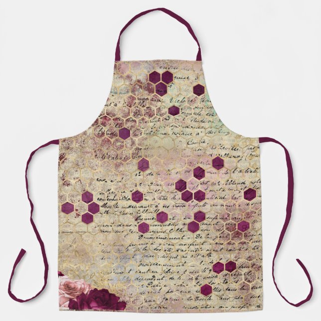 Delantal Diseño de la serie Bee de Borgoña Ocho (Anverso)