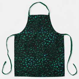 Delantal Diseño de la serie de leopardo verde azulado y dor