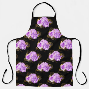 Delantal Diseño de la serie floral morada y dorada 18