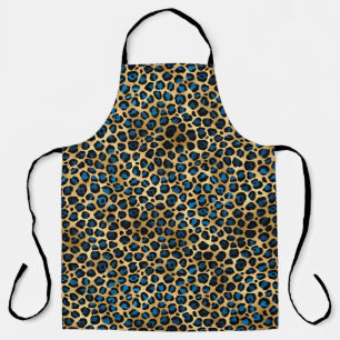 Delantal Diseño de la serie Leopardo Azul y Oro 4