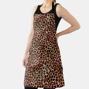 Delantal Diseño de la serie Leopardo Burgundy y Gold 2 