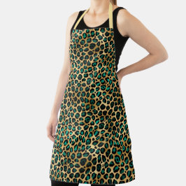 Delantal Diseño de la serie Leopardo Teal y Gold 14