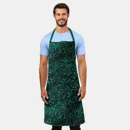 Delantal Diseño de la serie Leopardo Teal y Gold 5