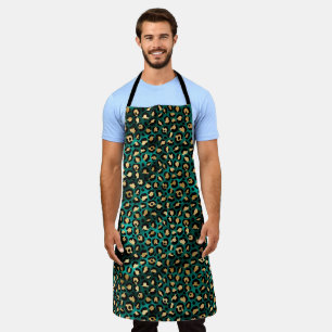 Delantal Diseño de la serie Leopardo verde azulado y Gold 3
