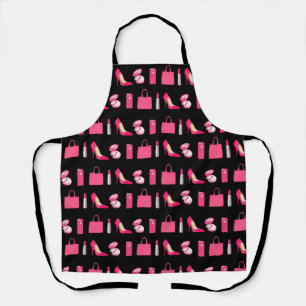 Delantal Diseño de las cosas rosadas y negras