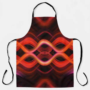 Delantal Diseño de líneas onduladas geométricas rojas.