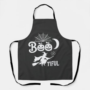 Delantal Diseño de luna de bruja de Halloween Bootiful_1