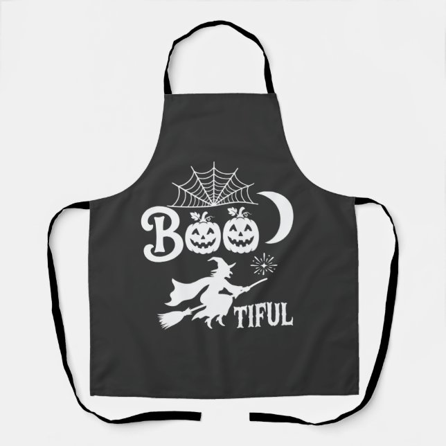 Delantal Diseño de luna de bruja de Halloween Bootiful_1 (Anverso)