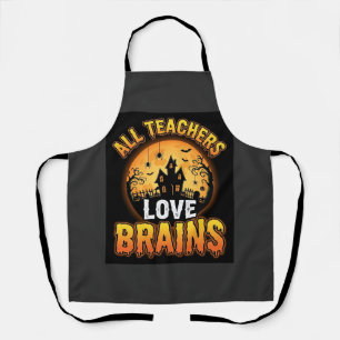 Delantal Diseño de luna de terror cerebros de zombi de prof