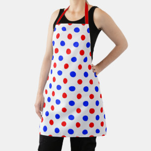 Delantal Diseño de lunares blancos rojos y azules