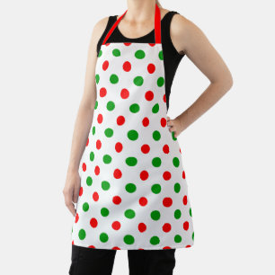 Delantal Diseño de lunares blancos rojos y verdes