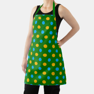 Delantal Diseño de lunares verde amarillo negro