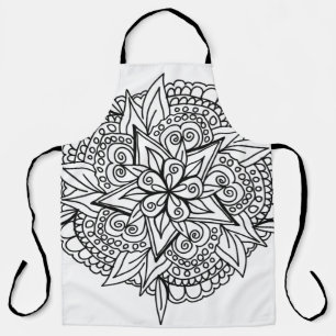 Delantal Diseño de mandala de dibujo fresco