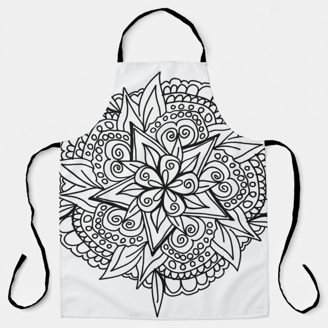 Delantal Diseño de mandala de dibujo fresco (Anverso)