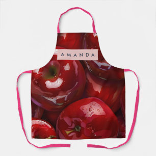 Delantal Diseño de Manzana Roja Brillante Personalizado