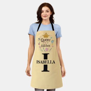 Delantal Diseño de Monograma de Nombre de Reina de la Cocin