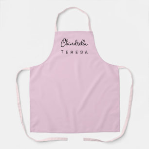 Delantal Diseño de Monograma Minimalista Rosa Personalizado