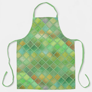 Delantal Diseño de mosaico amarillo verde