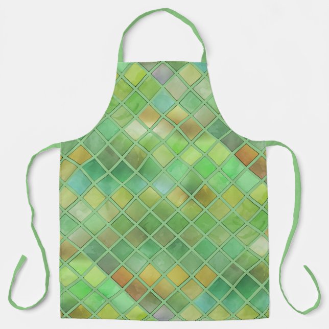 Delantal Diseño de mosaico amarillo verde (Anverso)