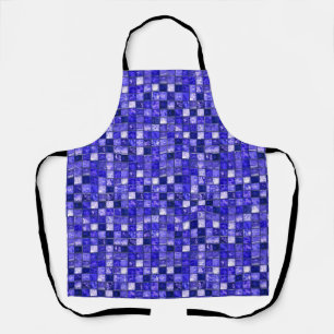 Delantal Diseño de mosaico azul abstracto con texturas bril