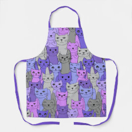Delantal Diseño de muchos gatos morados