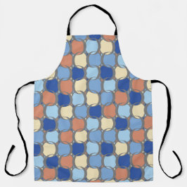 Delantal Diseño de Naranja azul retro de moda y círculos am