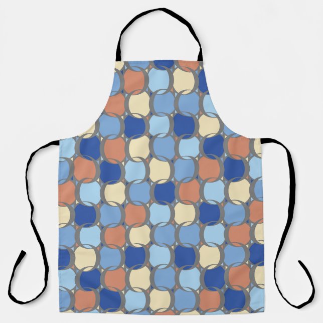 Delantal Diseño de Naranja azul retro de moda y círculos am (Anverso)