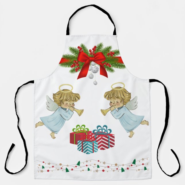 Delantal Diseño de navidades con ángeles (Anverso)