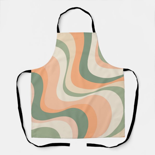 Delantal Diseño de ondas retro modernas multicolores (Anverso)