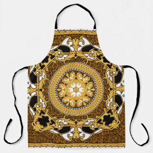 Delantal Diseño de pañuelo de seda con huella animal y dora