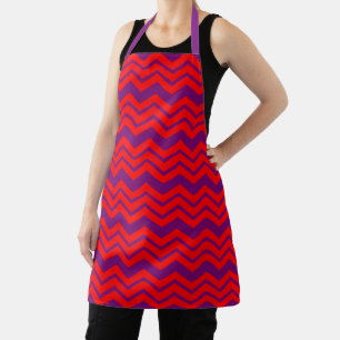 Delantal Diseño de patrón de Chevron rojo y púrpura