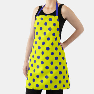 Delantal Diseño de patrón de lunares azules sobre amarillo