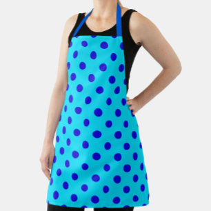 Delantal Diseño de Patrón de Lunares Azules Sobre Cian