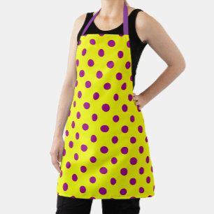 Delantal Diseño de patrón de lunares púrpura sobre amarillo