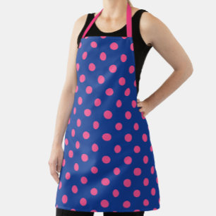 Delantal Diseño de patrón de lunares rosa sobre azul