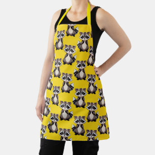 Delantal Diseño de patrón de mapache amarillo