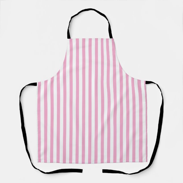 Delantal Diseño de Patrón de Raya Vertical Rosa Blanco (Anverso)