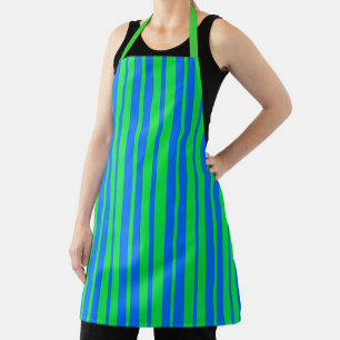 Delantal Diseño de patrón de rayas elegantes azul verde