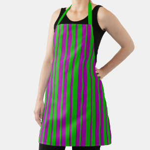 Delantal Diseño de patrón de rayas elegantes púrpura verde