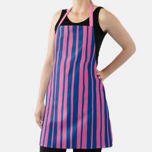 Delantal Diseño de patrón de rayas elegantes rosa azul