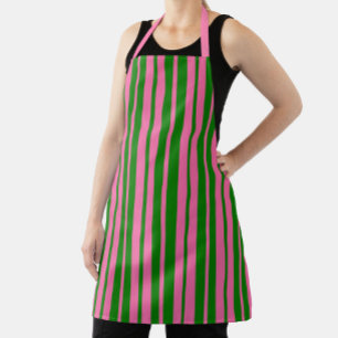 Delantal Diseño de patrón de rayas elegantes rosa verde