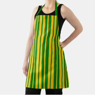 Delantal Diseño de patrón de rayas elegantes verde amarillo